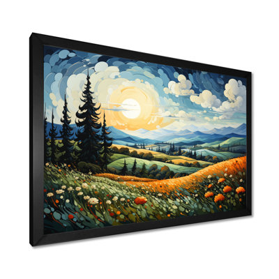 «Moonlight Swaying Cypress Pointillism I», art mural Van Gogh