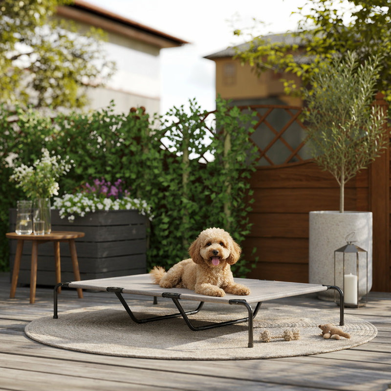 Structure pour chien en acier pour chien, Beige