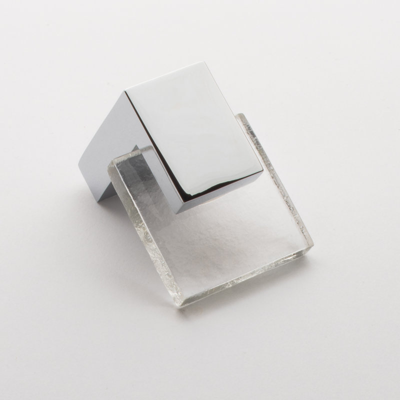 Affinity 1.625" Length Rectangle Knob, Polished Chrome, Clear