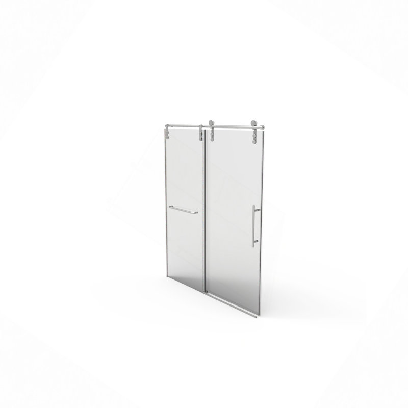 Frameless Shower Door, Sliding Shower Door, Premium 5/16"(8Mm) Thick Tempered Glass Shower Enclosure With Towel Bar ,Double Side Easy Clean Coat,Brushed Nickel Finished With Buffer