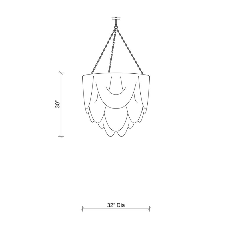 Large Leather Fringe Flushmount Chandelier, Cream