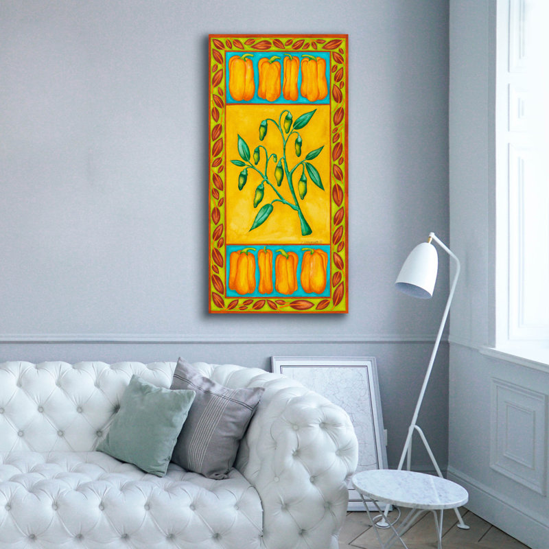 «August Peppers Peppers Multi Green» par Andrea Strongwater, art mural sur toile, H 60 po x l 30 po x P 1,5 po