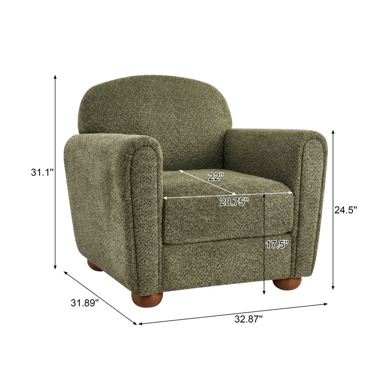 Soren Mid-Century Modern Upholstered Accent Chair, Olive Green