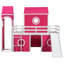 Lit mezzanine simple rose avec toboggan, tente et tour - trois options d'installation