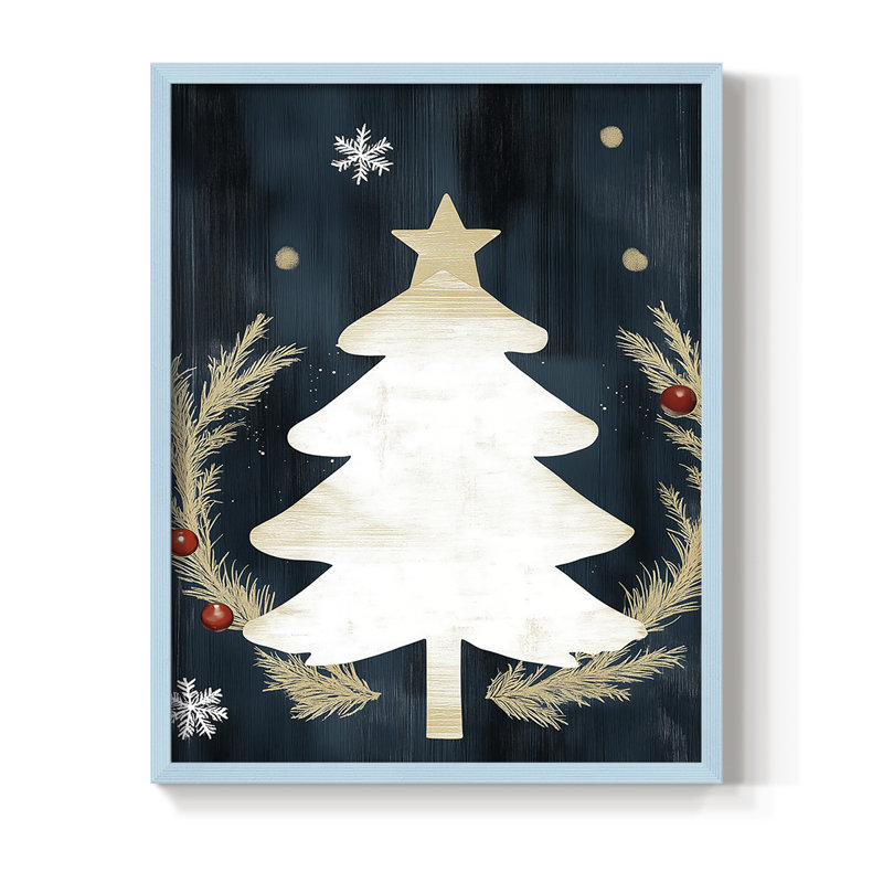 Reproduction encadrée - bois massif, H 11 po x l 9 po, Bleu