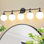Luminaire de meuble-lavabo moderne avec abat-jour en verre blanc laiteux, applique murale 5 lumières pour miroir