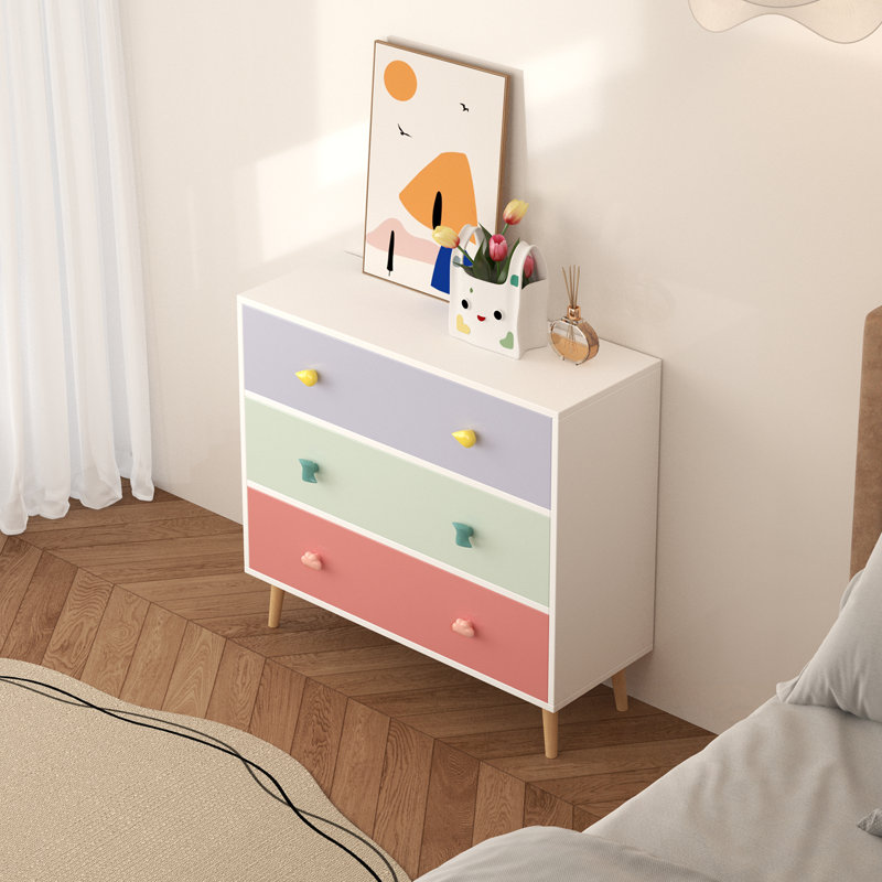 Armoire de rangement à 3 tiroirs, Coloré