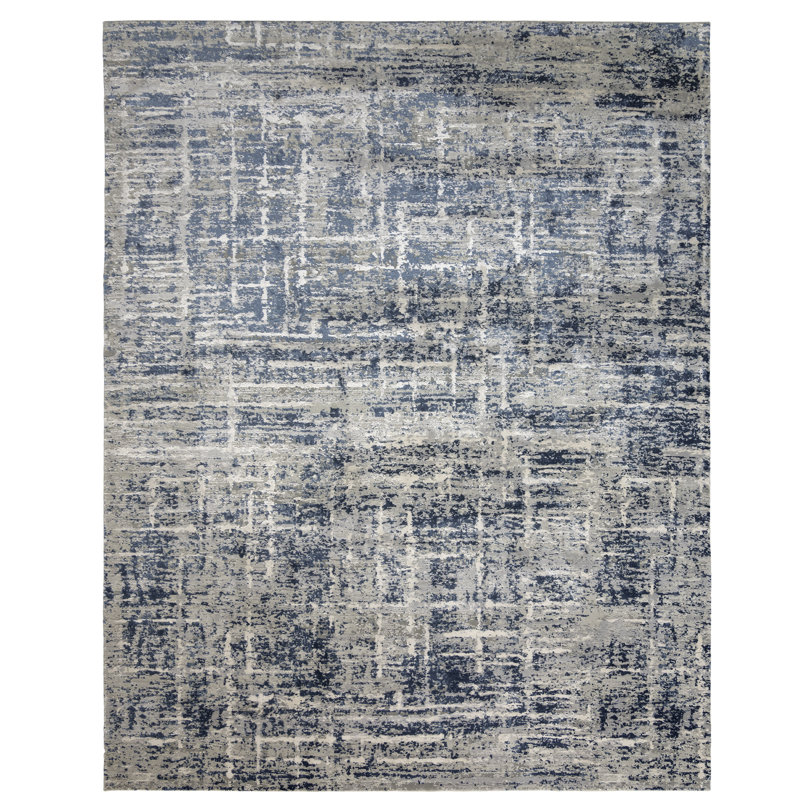 Tapis bleu / gris Lacreisha Geras, Rectangle 5 pi 3 po x 7 pi
