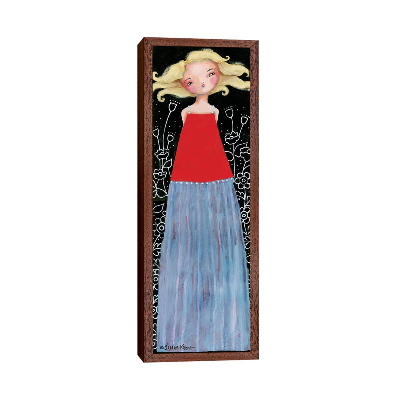 Blondie by Teresa Kogut - Panoramic Painting on Canvas, 121.92cm H x 40.64cm W x 3.81cm D, Classic Brown Wood Floater Framed