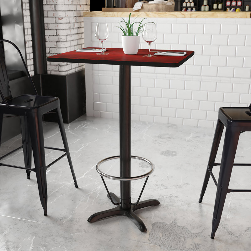 Plateau de table rectangulaire en stratifié basque et base à pied basque, H 43,125 po x l 24 po x p 30 po, Acajou