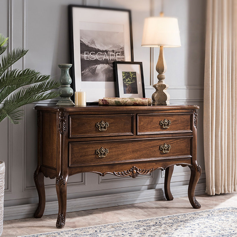 Walnut Solid Wood Rectangular Console Table, 32.68" H x 47.24" W x 15.75" D