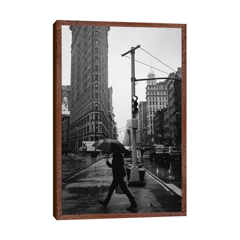 Rainy New York V 1 Piece Wall Art on Canvas, 101.6cm H x 66.04cm W x 3.81cm D, Classic Brown Wood Framed