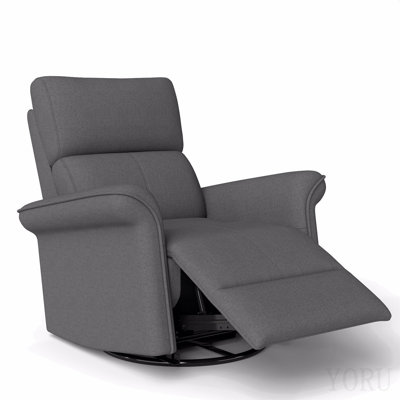 Fauteuil inclinable à bascule pivotant à 270 ° pour adulte, fauteuil inclinable et berçant berçant pour petits espaces, fauteuil berçant en tissu pour chambre de bébé, canapé inclinable simple pour le cinéma maison salon (gris foncé)