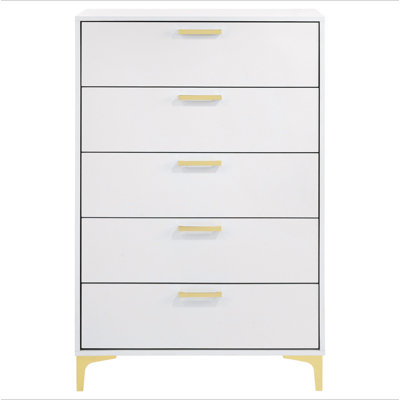 Commode rectangulaire blanche à 5 tiroirs Karena