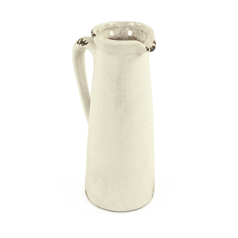 Vase de table en céramique blanche Cresthill, H 9,5 po x l 5,5 po x P 4 po