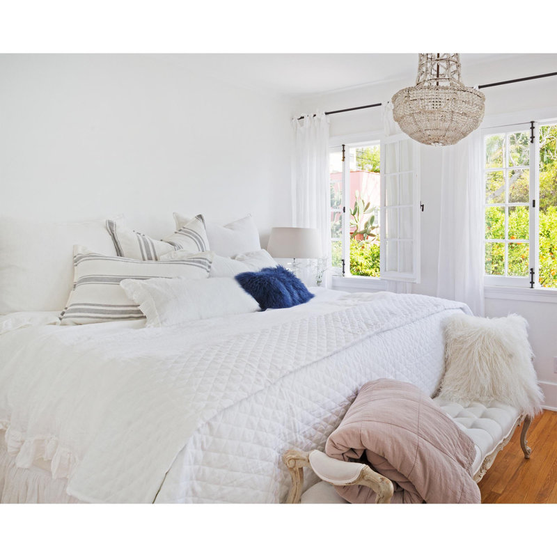 Hampton Modern & Contemporary Linen Coverlet, King Coverlet, White