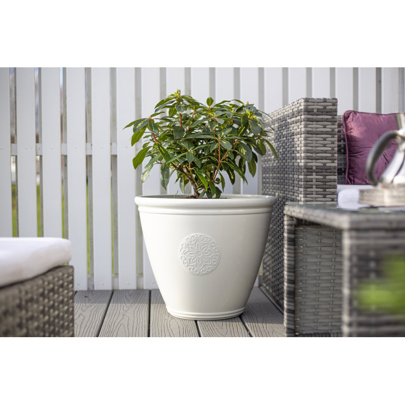 Eden Emblem Plant Pot - Plastic, Grey, 38cm H x 45cm W x 45cm D
