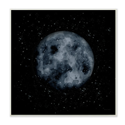 Obscured Moon Dark Starry Galaxy Watercolor Effect Picture Frame Print on MDF