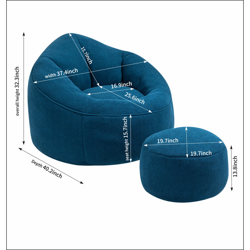 Fauteuil à billes Bedding, Microfibre / microsuède bleu