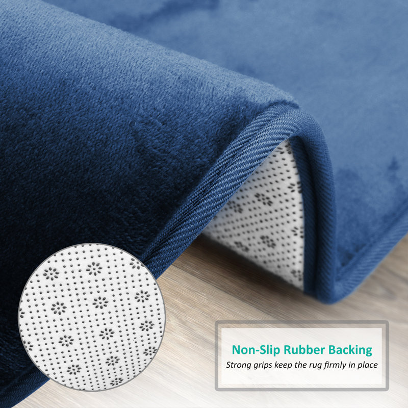 Ultra Soft and Absorbent Memory Foam Bath Rug Set with Non-Slip Backing, Royal Blue, Small: 24" L x 17" W