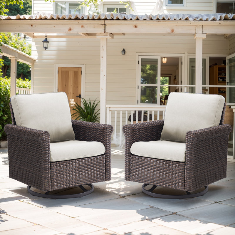 Chaise berçante d'extérieur en osier Buenhomino, Gris