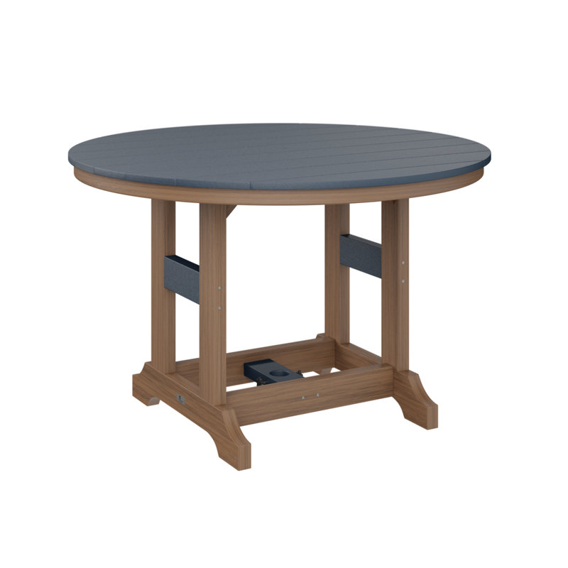 Garden Classic Outdoor Round Bar Table, Navy Blue, Antique Mahogany