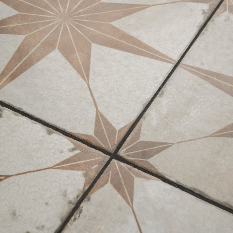 Carreau de céramique à motifs pour mur et plancher de 18 po x 18 po Kings, Beige/rouge