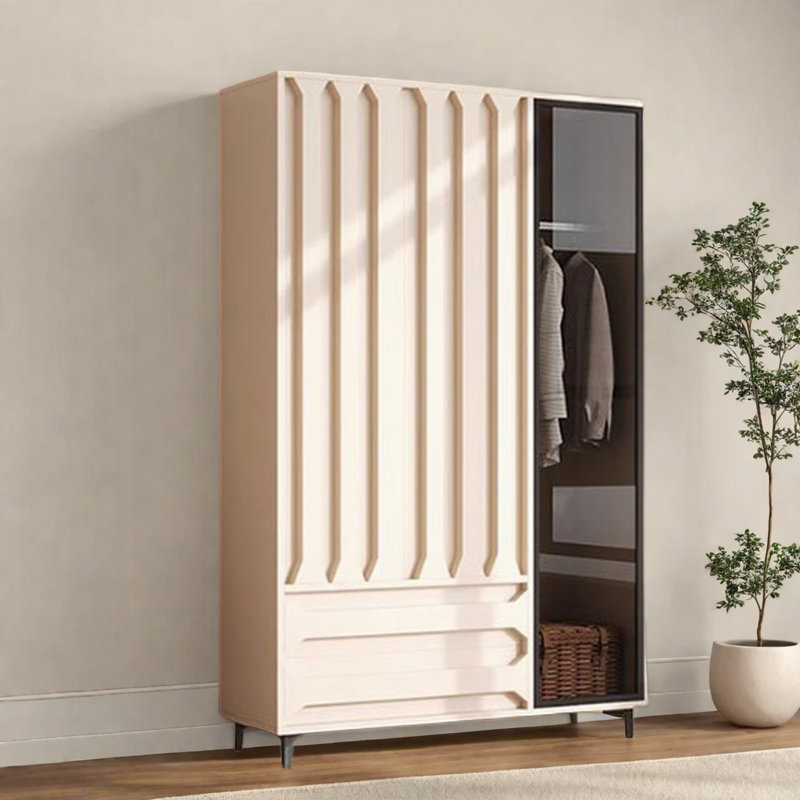 Garde-robe simple, moderne et tendance, H 74 po x l 55 po x P 24 po, Crème / blanc
