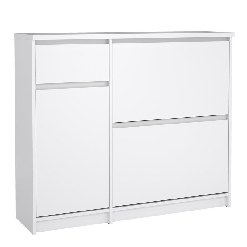 Aveon 12 Pair Shoe Storage Cabinet, White High Gloss