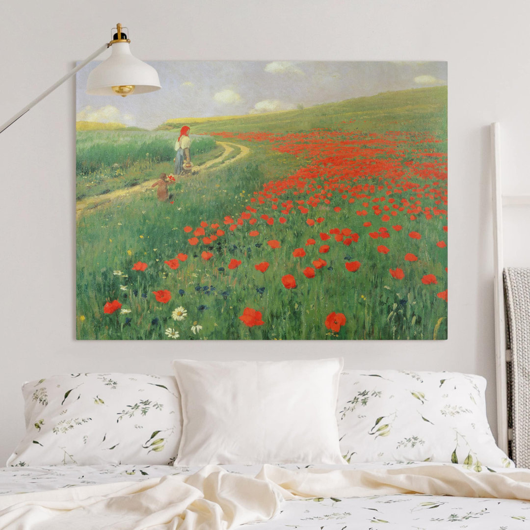 Leinwandbild Summer Landscape with Flowering Poppies von Pál Szinyei Merse