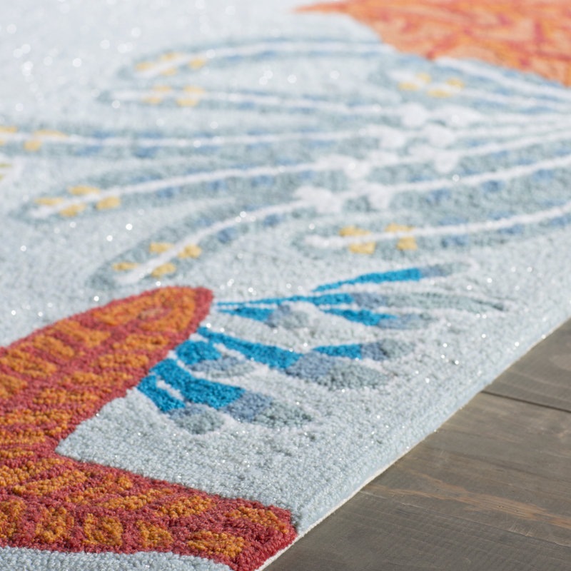 Tapis bleu touffeté à la main Hemsworth, Rectangle 3 pi 6 po x 5 pi 6 po