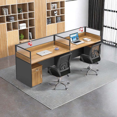 Mitsue Rectangle 2 Person Cubicle with Cable Management