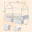 Structure de lit simple avec 6 tiroirs, lit en forme de maison avec guirlande de lumières sphériques, lit mezzanine bas avec garde-corps de sécurité, échelle inclinée, pas besoin de boîte de rangement, peu d'espace pour la chambre à coucher-536143426-522266751