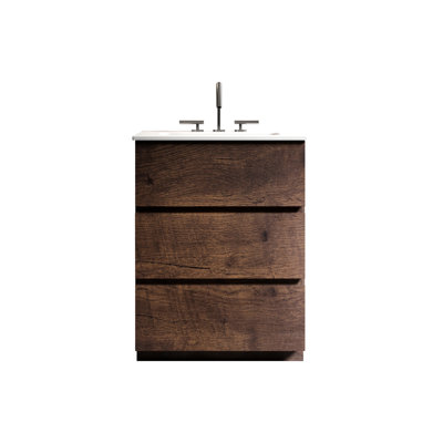 Meuble-lavabo moderne en noyer moderne avec rangement spacieux et mode de travail silencieux
