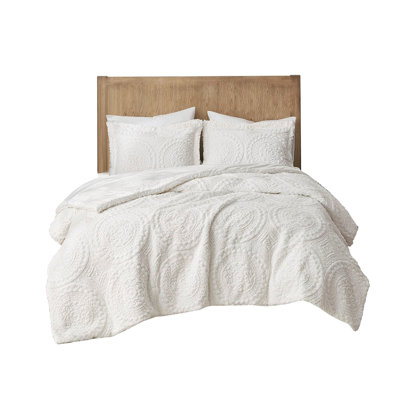 Faux Fur Comforter For King/ King, Embroidered Medallion Charm King Comforter, Spark