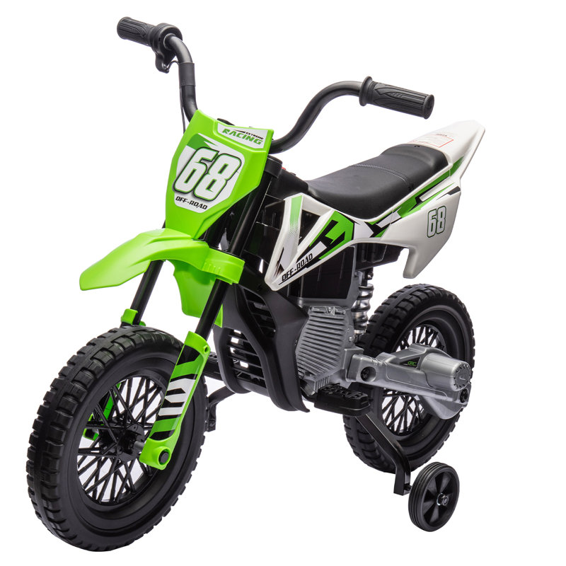 Moto électrique pour enfants Forever Source 12V, roues d'entraînement, suspension à ressort, accélérateur à torsion, lumières DEL et musique, idéale pour les enfants de 3 à 5 ans, vert
