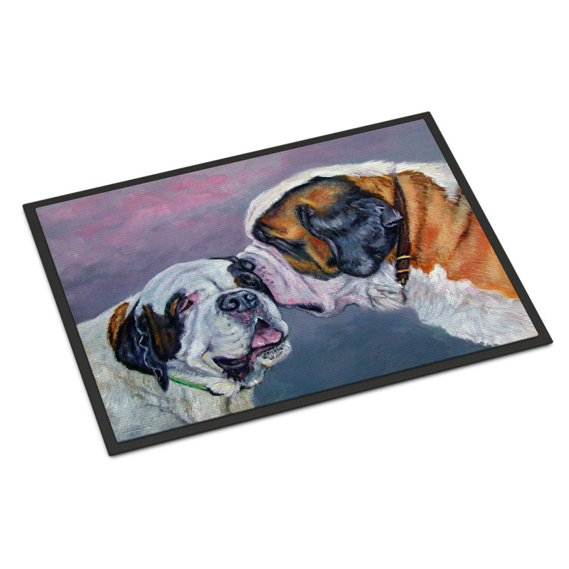 Tapis de porte d’extérieur antidérapant saint bernard whisperer, Rectangle 1 pi 6 po x 2 pi 3 po