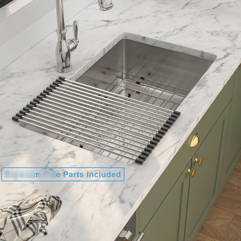 Évier de cuisine à simple cuve en acier inoxydable 32 pouces, calibre 16, T304, 10 profondeurs, avec drain arrière, avec instructions d'installation et bol d'assemblage de drain, gabarit