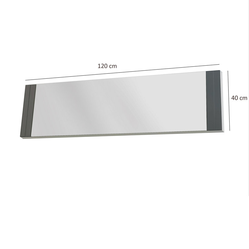 Modern Wall Mirror, 47.2 x 15.7 x 0.9 inches | 100% Melamine Coated Particle Board, Moisture Resistant, PVC Strapping | Environmentally Friendly | Vertically & Horizontally Adjustable, Elegant White Design