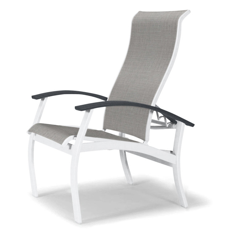 Chaise de patio Askar, Alliage Sunbrella®, Graphite classique, Blanc brillant