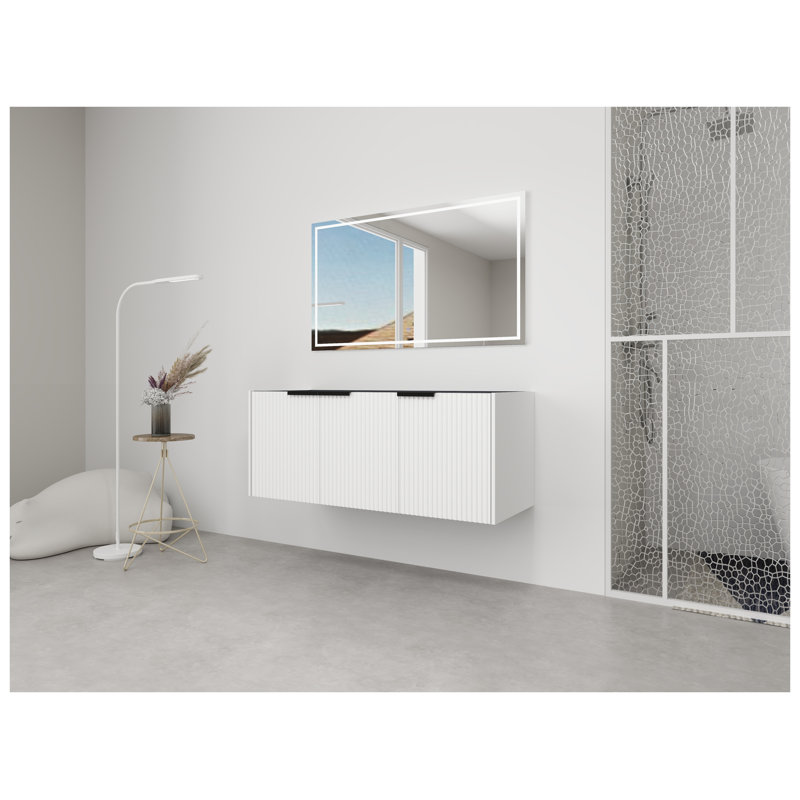Meuble-lavabo mural 48 po blanc avec portes à fermeture en douceur
