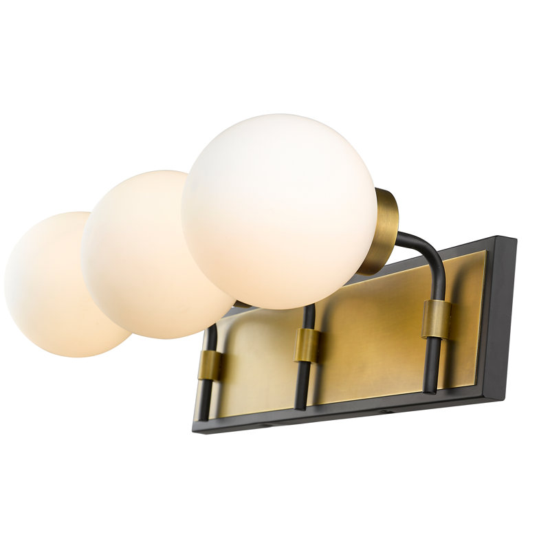 DeVecchi 3 - Light Dimmable Vanity Light, Olde Brass, Opal