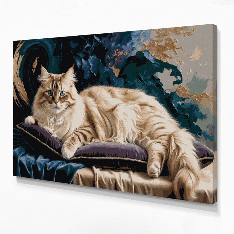 Cats, Himalayan, art mural bleu sur toile, H 20 po x l 30 po