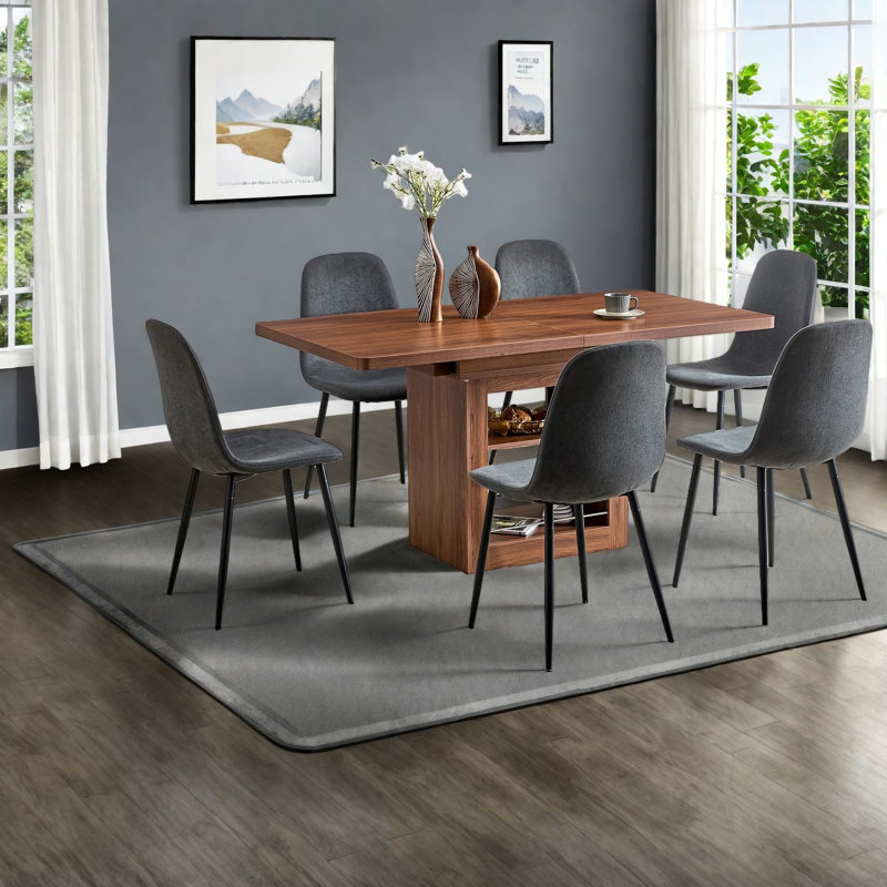 Ensemble de table de salle à manger extensible moderne avec chaises en tissu, pour la cuisine et la salle à manger