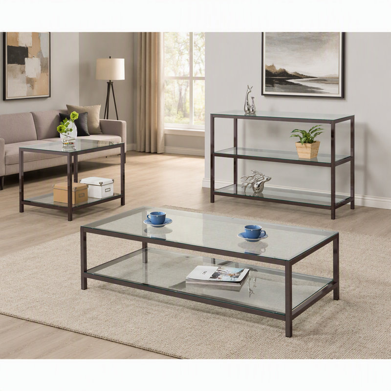 Console Weston à 2 tablettes en verre avec beaucoup de rangement et un design élégant pour les intérieurs modernes Weston