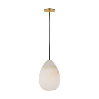 Sean Lavin Alina 1-light Pendant in Hand Rubbed Antique Brass with Alabaster shade