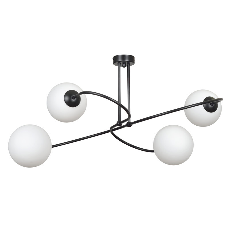 Faro Glass Semi Flush Mount, Black
