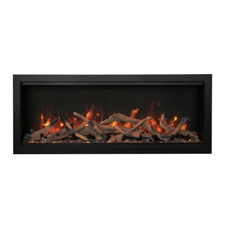 100-Inch Black Wall Mounted Electric Fireplace with LED Flames