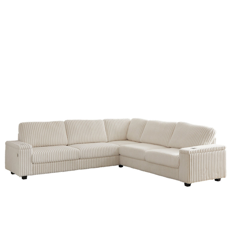 Cylan 110'' Upholstered L Shaped Sofa, Beige