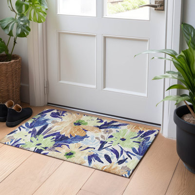 Machine Washable Indoor/Outdoor Claudian ACN1484 Navy Rug